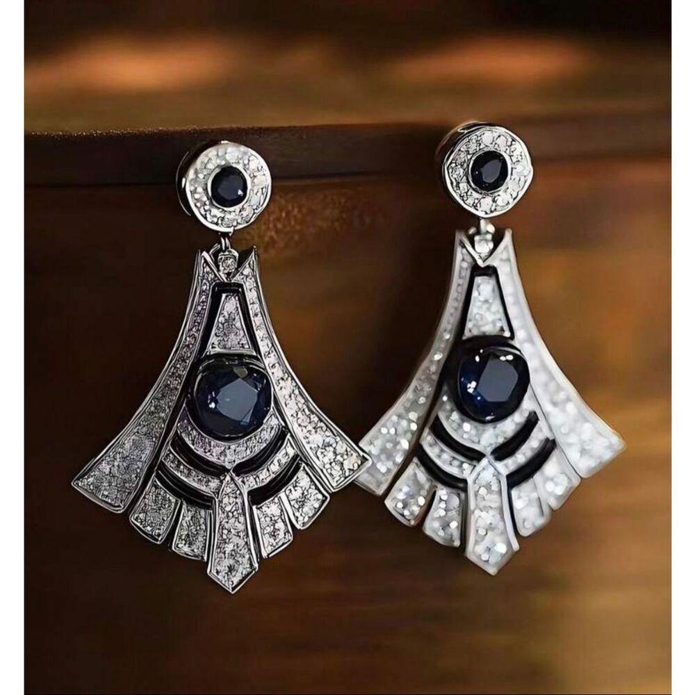 Antique Styled Sapphire Blue Dangle Earrings
